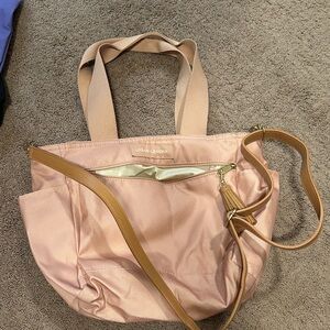 Pink and Tan Women's Bag